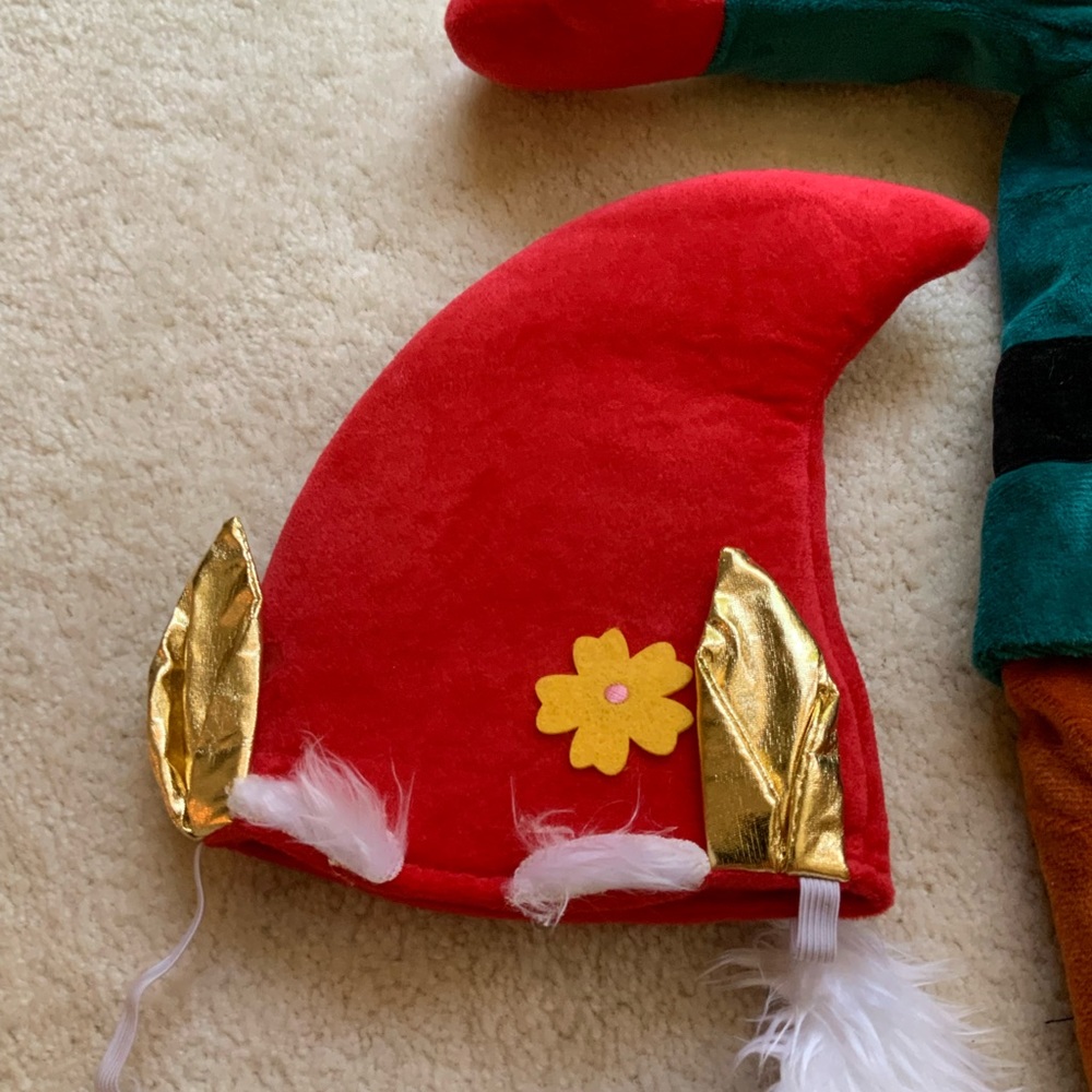 ADORABLE CHRISTMAS ELF DOG HALLOWEEN COSTUME OUTFIT WITH CAP AND BEARD - Picture 3 of 16